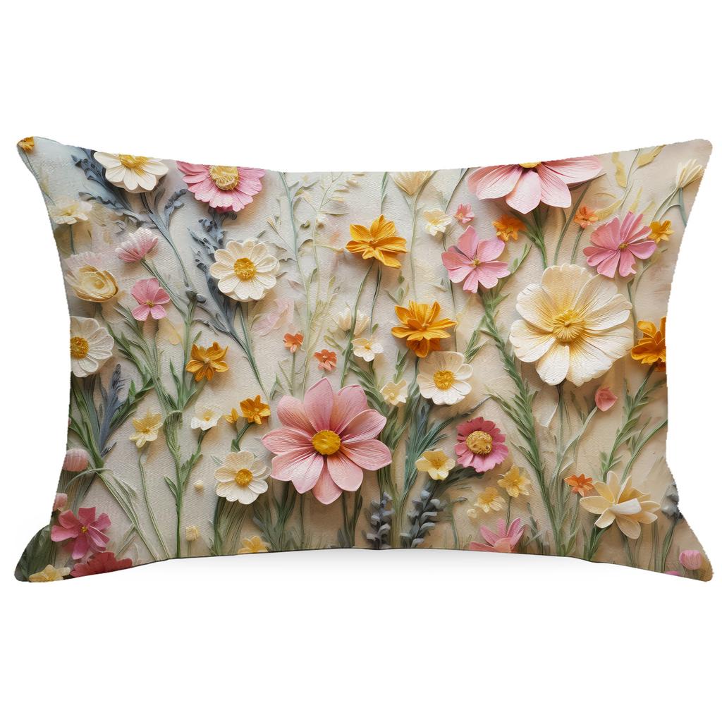 New Retro Floral Pillowcase Creative Oil Painting Engraving Style Print Home Sofa Cushion Pillowcase