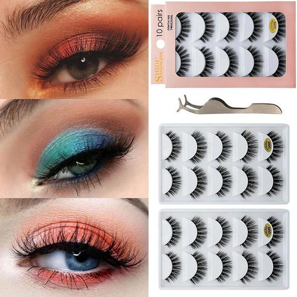 10 Pairs/set Mink False Eyelashes Set Natural False Eyelashes Fake Lashes Long Makeup Reusable Extension Eyelashes for Beauty