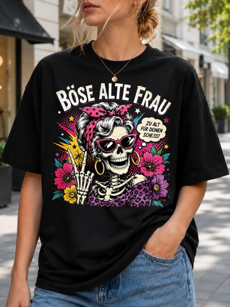Bose Alte Frau With Bow Flowers Leopard Accents And Sass Quote Graphic And Casual Graphic Style Unisex All TShirt