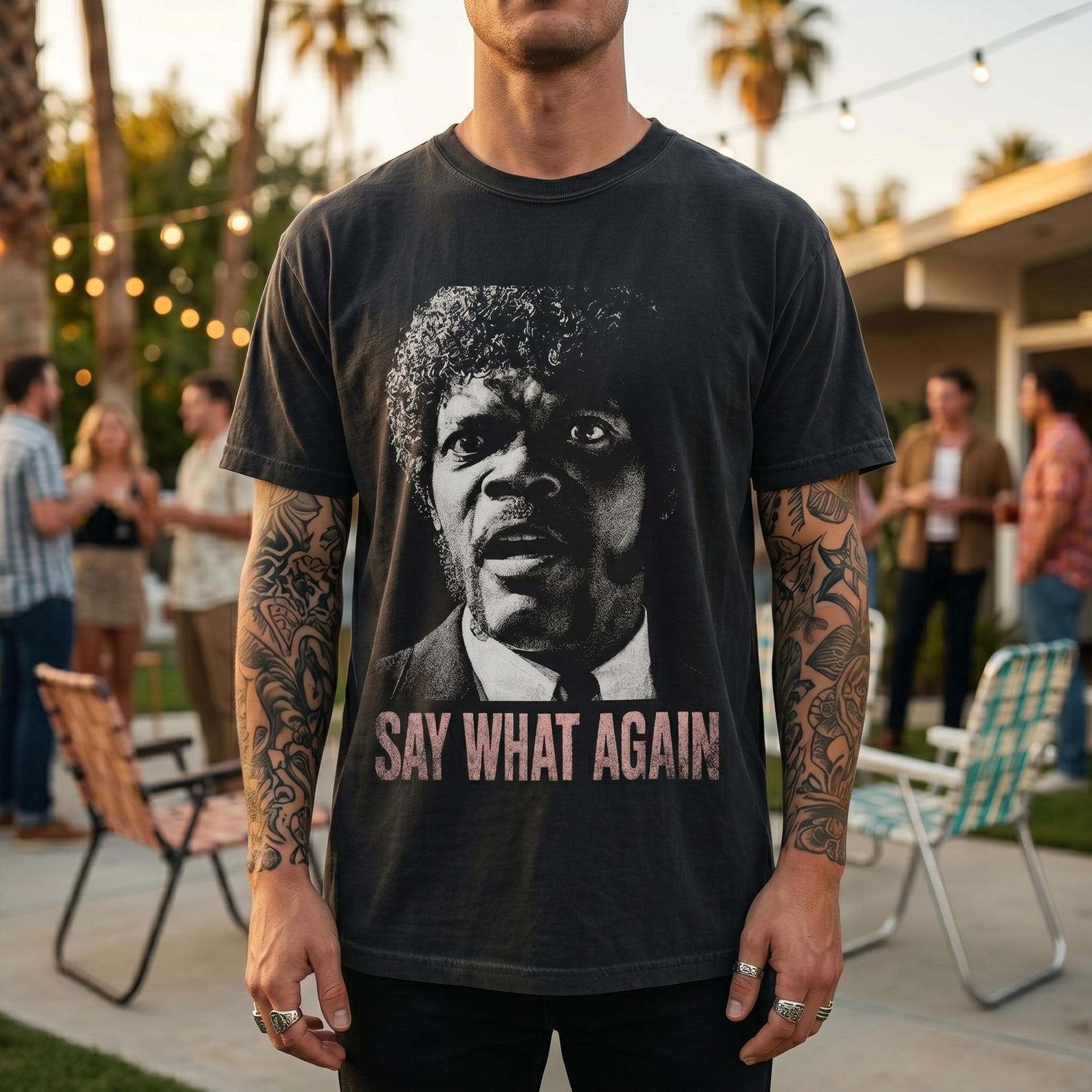 Samuel L Jackson Say What Again T-Shirt - Pulp Fiction Movie Tee S