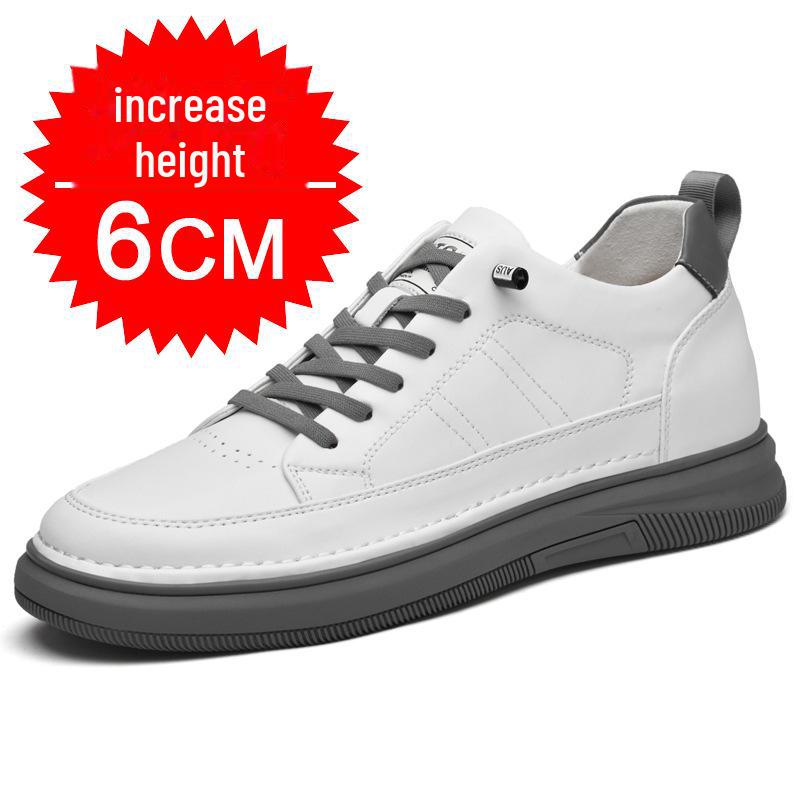 Autumn Men's White Height-Increasing Shoes 8cm - Korean/British Casual Fashion Shoes 