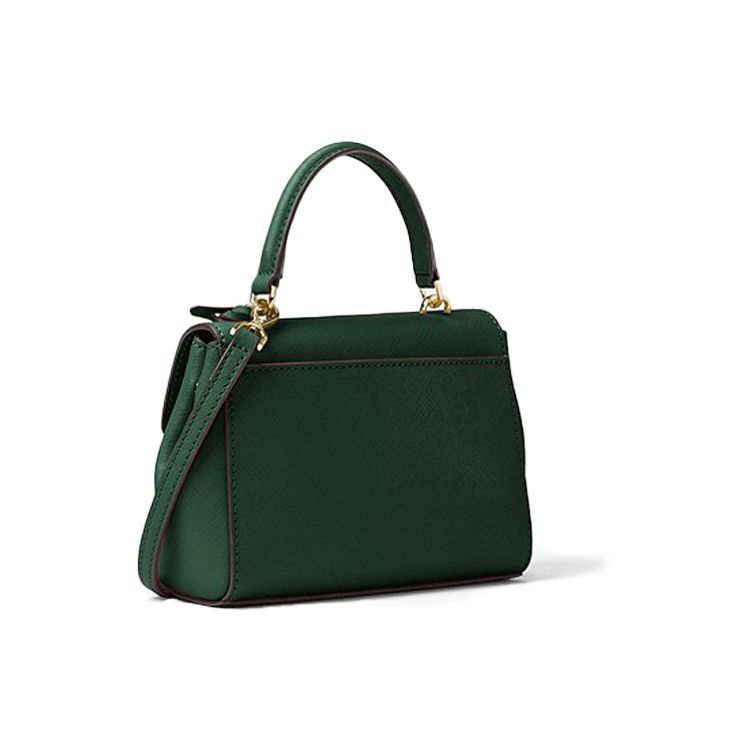 Michael Kors MK Ava Vintage Logo Pendant Flap Leather Shoulder Crossbody Mini Bag Women bags Dark-Green 32F5GAVC1L-MOSS