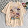 Liebe und Deepspace Chibi Jungen Collage T-Shirt, Unisex Otome Spiel Anime Streetwear Tee, 100% Baumwolle Lässiges Kurzarm Oberteil