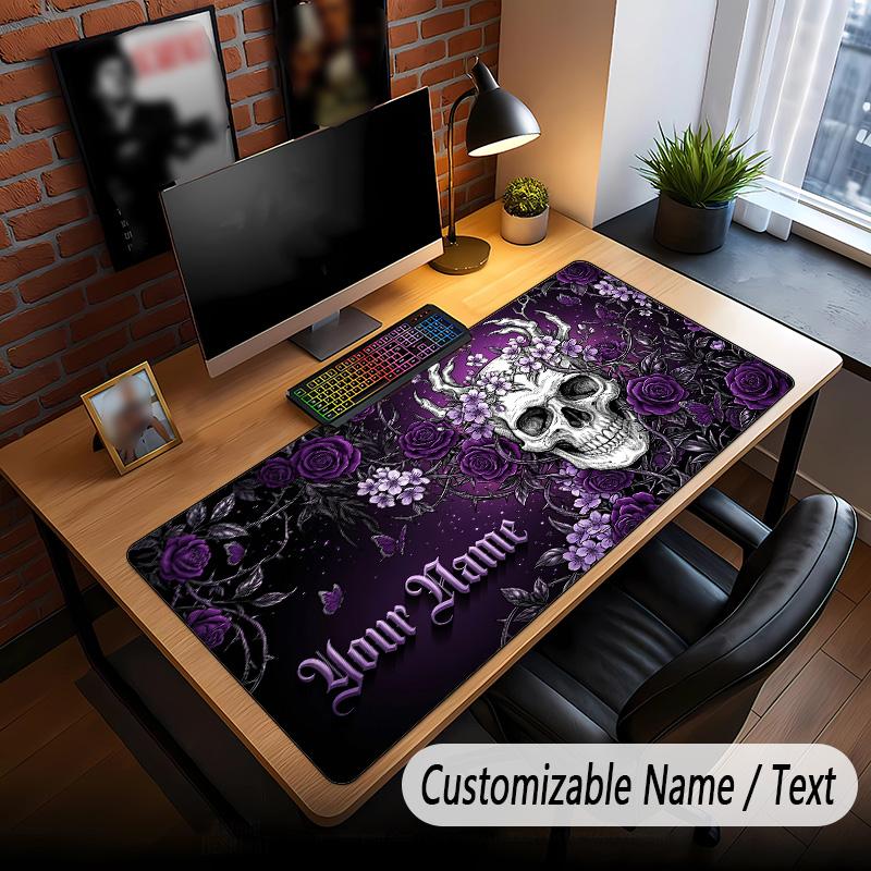 Kaukolės Gothic Temos Individualus Pelės Kilimėlis, Personalizuotas Su Vardiniu Tekstu, Pritaikomas Stalo Kilimėlis Biurui, Namų Dekoras
