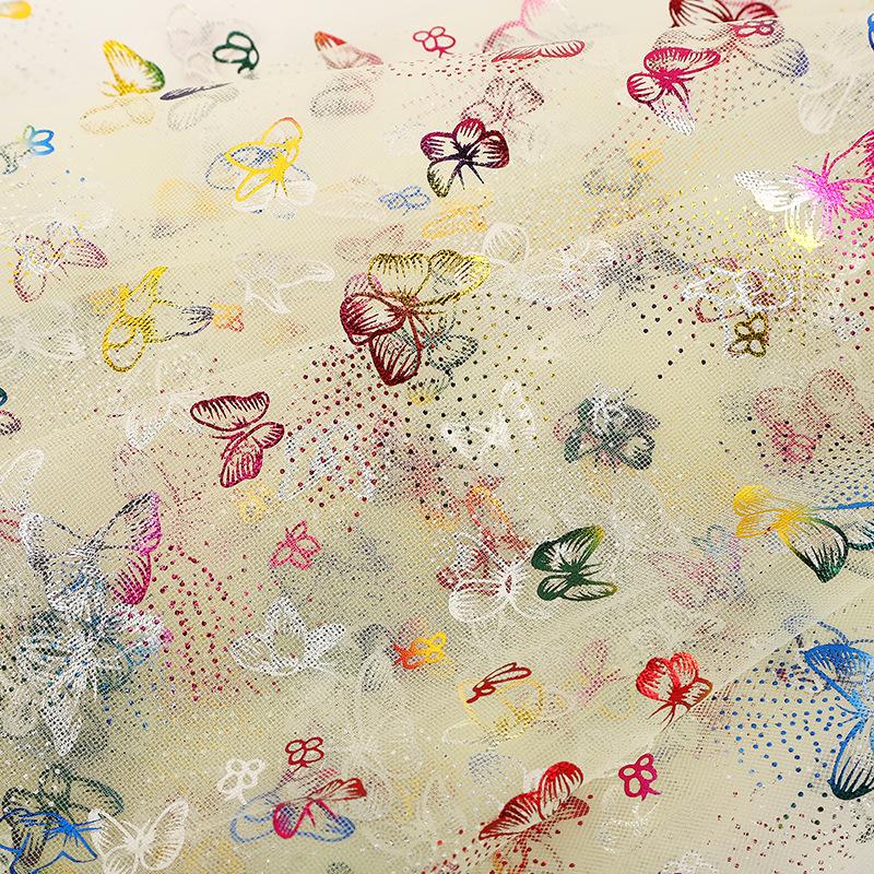 Seven-Color Hot Stamping Butterfly Mesh Fabric for Wedding Dresses, Evening Gowns, DIY Crafts, Women's and Children's Apparel Accessories