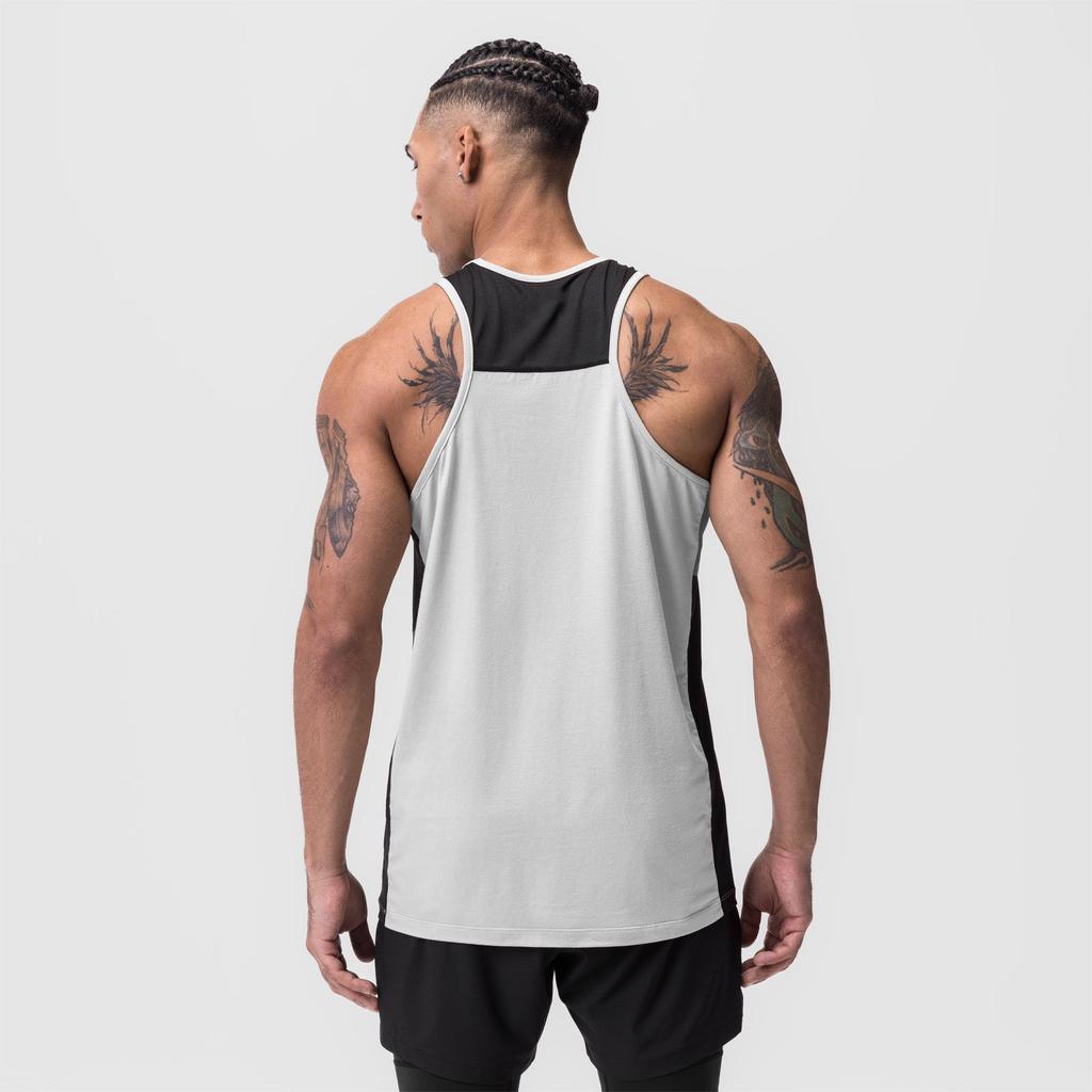 Net Hole Splicing Breathable Sports Vest Men's Round Neck Solid Color Outdoor Running Fitness Casual Vest Cotton