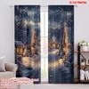 Set Of 2 Flat Printing Christmas Party Curtain Snow Scene Fabric Without Electricity Birthday Outdoor Home Garden Polyester