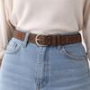 Vintage Women Wide Belt Rivet Western Cowboy Belt Fashion Leather Waistband  Women
