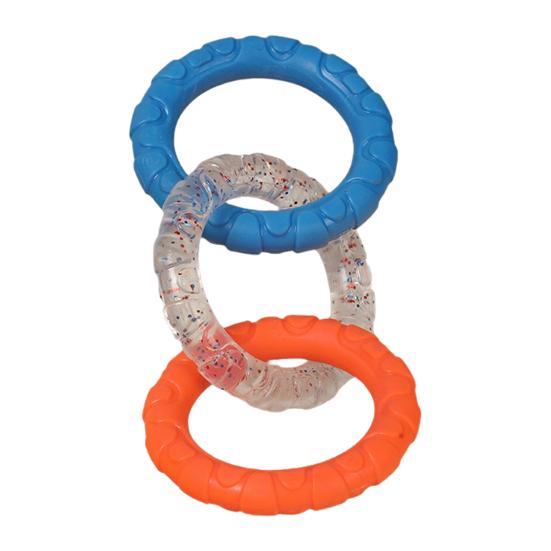 3-Ring Tug Dog Toy for Aggressive Chewers Tough Ring Dog Chew Toy for Pet Training Teething Interactive Fetch Toy for Puppy Small Medium Large Breeds