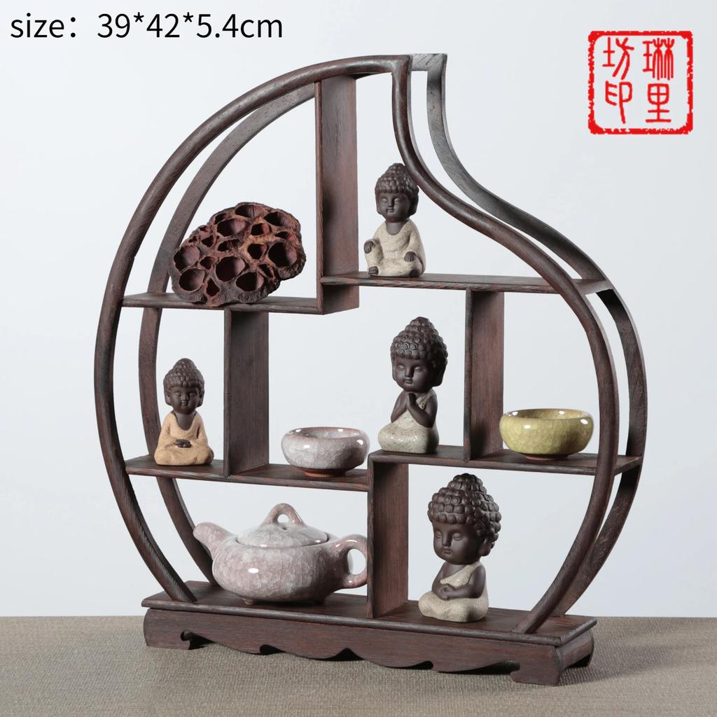 Wooden Carved Display Stand for Kung Fu Teapot & Tea Set - Chinese Craft Home Tea Accessory Decoration