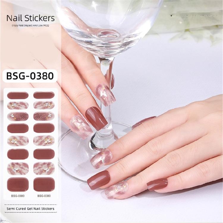 Self Adhesive Gel Nail Strips Nail Polish Stickers Nail Art Decals for Women