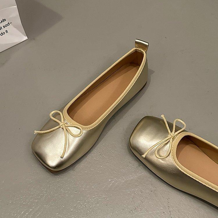 

Плоские серебристые одинарные туфли женские весенние и летние туфли туфли Мэри Джейн туфли соевые 40 золотой