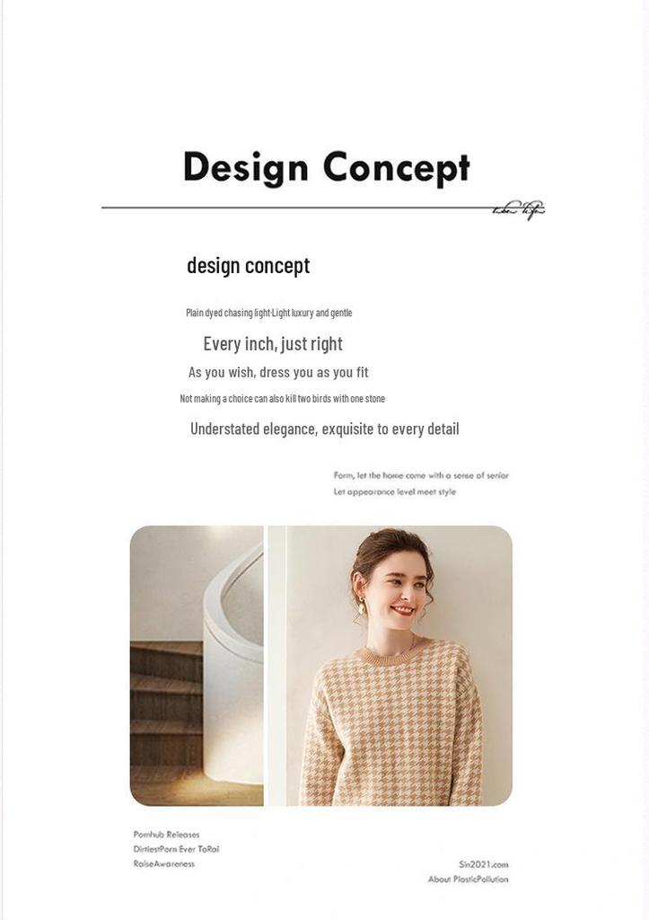 Women's Round Neck Plaid Cashmere Sweater - 2025 Autumn/Winter Warm Knit with Long Sleeves, Wearable as Outerwear.