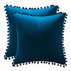 Set of 2 Velvet PIllowcase Solid Cushion Cover with Pom Poms Ball Throw Pillow Covers for Home Bed Sofa Decor 45X45  30X50 Cm