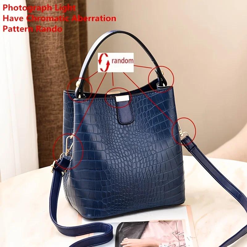 

Crocodile Pattern Bucket Bag, Fashion Mini Crossbody Bag, Women s PU Leather Handbag & Purse