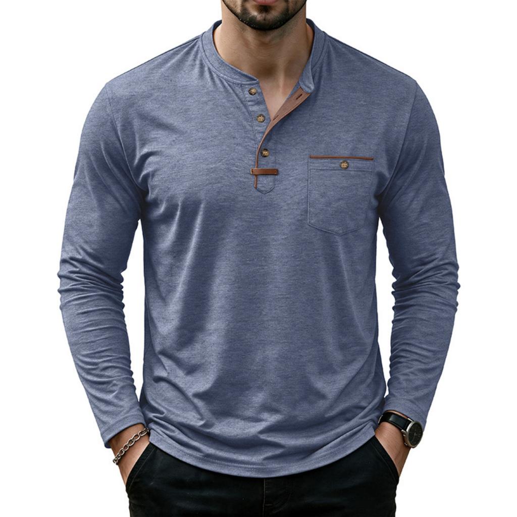 Men's Color Block Long Sleeve Shirt, Casual Base Layer Top for Everyday Wear