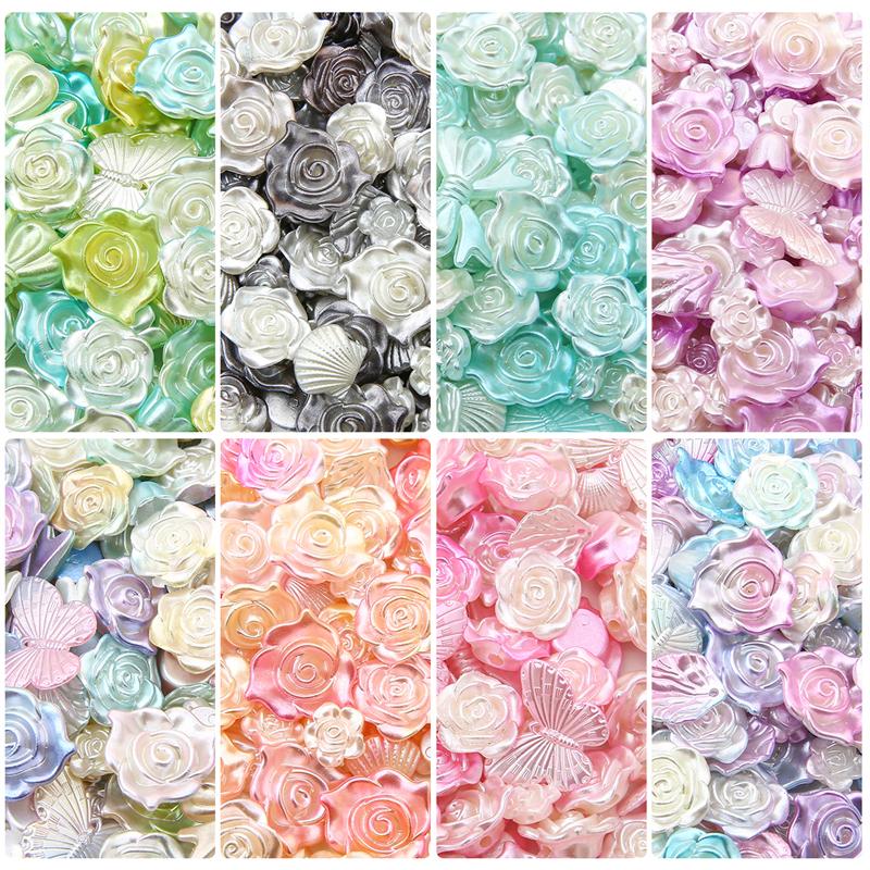 20g/pose Super Flott Kremgradient Rose Sløyfe Perlebesatt DIY Armbånd Halskjede Dekorative Håndtilbehør