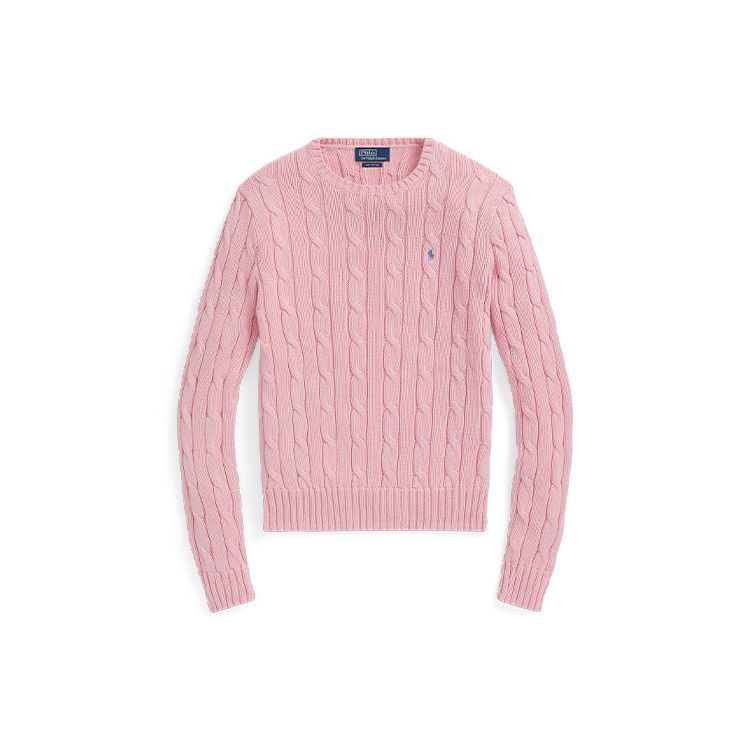 Polo Ralph Lauren SS23 Solid Color Logo Embroidered Slim Fit Cable Knit Sweater Women sweater Pink WMPOSWENC020592-650