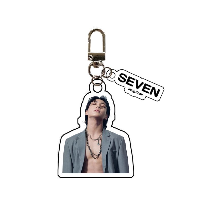 BTS Portachiavi Acrilico Solo SEVEN di Jung Kook, Portachiavi Double-Sided Foto Concept di Jungkook, Ciondolo Kawaii per Borsa, Merchandising Idol Regalo per Fan Kpop ARMY