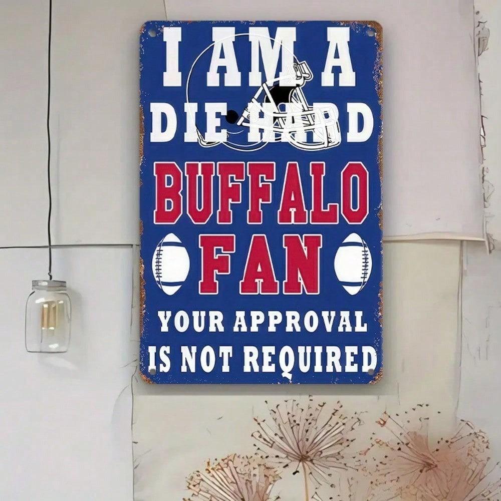 Buffalo Fan Sports Decor Metal Tin Sign Man Cave Football Art Office Bar Wall