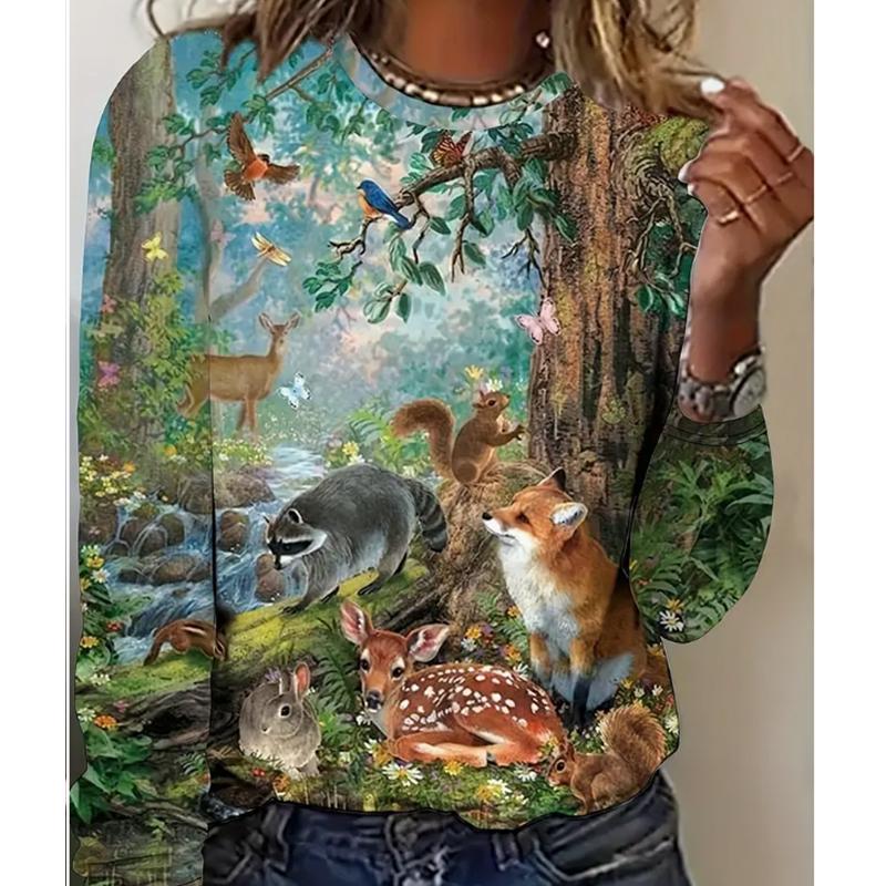 2025 Autumn & Winter Women's New Casual Crew Neck Long Sleeve Top 3D Butterfly Pattern