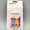 Creative Short Pole Light Body Birthday Cake Decoration Candle Ornament Red Pink Cartoon Love Heart Belt Base Cute