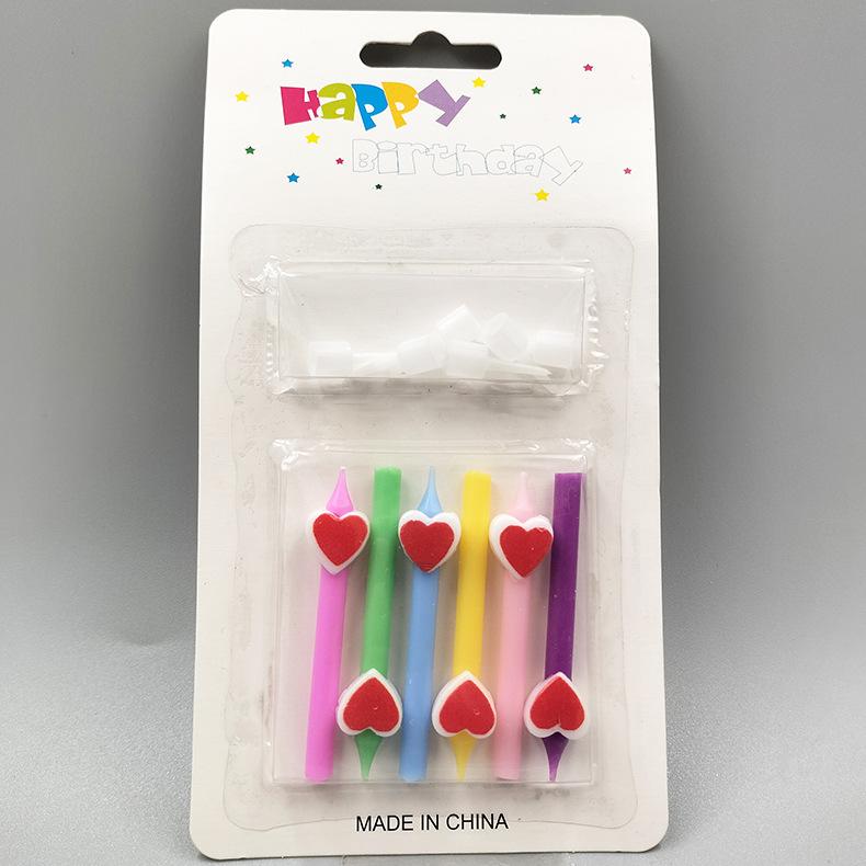 Creative Short Pole Light Body Birthday Cake Decoration Candle Ornament Red Pink Cartoon Love Heart Belt Base Cute