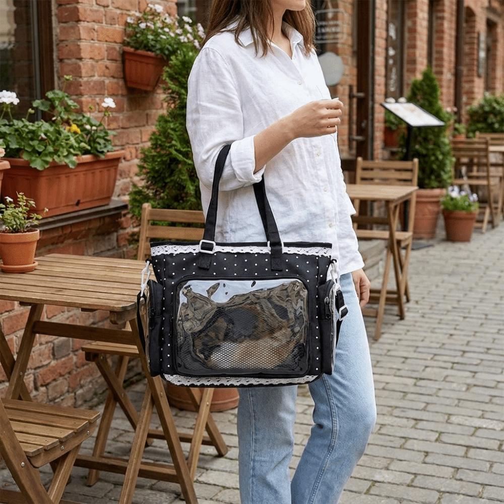 Ballet Style Lolita Crossbody Bag Polka Dot Anime Shoulder Bag Cute Transparent Itabag Parties