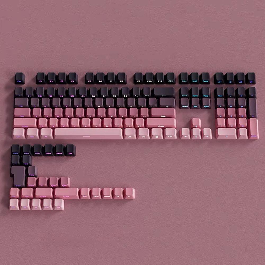 130+ Keys Gradient Keycaps Side Printed Shine Through PBT Double Shot OEM Profile for MX Switches Gaming Keyboard Caps