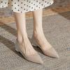 2215 Pointed Flat Shoes Women's 2025 New Temperament Gradual Change Color Wedding Shoes Sexy Not Tired Feet Thick Heel Shoes