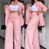 Women's Two Piece Suit Business Outfit Casual Blazer Jacket And Wide Leg Dressy Pants Set Formal Office Work Sets