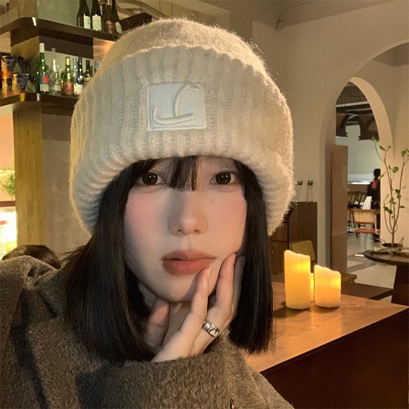 Hat Women's Winter Wool Hat Loose Ear Protectors Stacking Hat Warm Versatile Knitted Hat Student Baotou Cold Hat