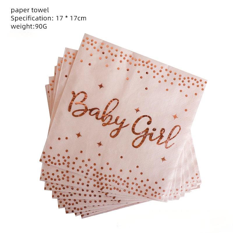 Baby Girl Birthday Party Supplies: Hot Stamped Paper Plates, Cups, and Napkins
