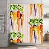 Colorful Carrot Shower Curtain Watercolor Vegetables Bath Mat Decor for Bathroom Orange Purple Yellow White Green Blue Red Fabri