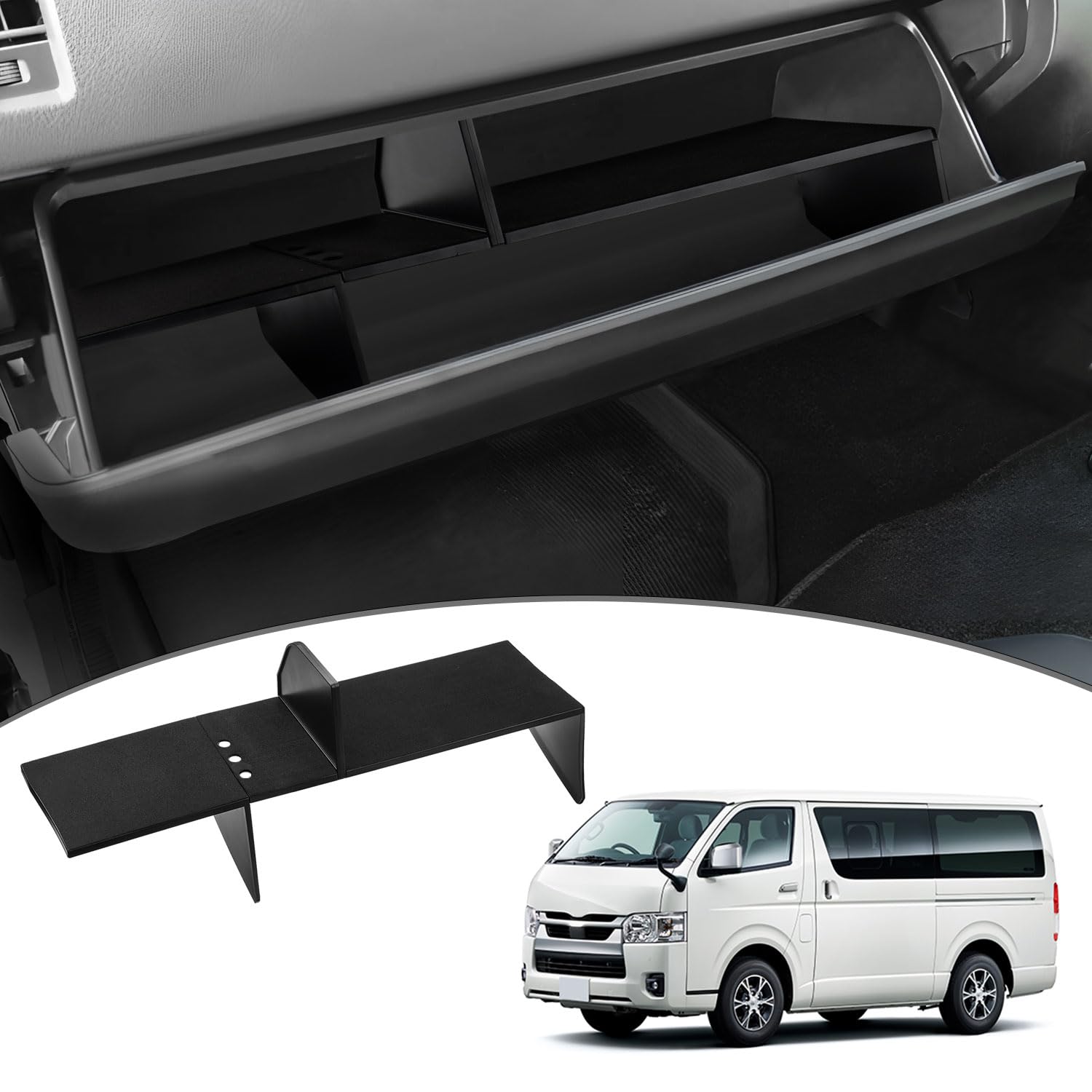 Mozan Passenger Glove Box Tray for Toyota Hiace 200 Series Models Layered Storage Box Box Divider Center Console Car ABS Easy Interior Custom чёрный