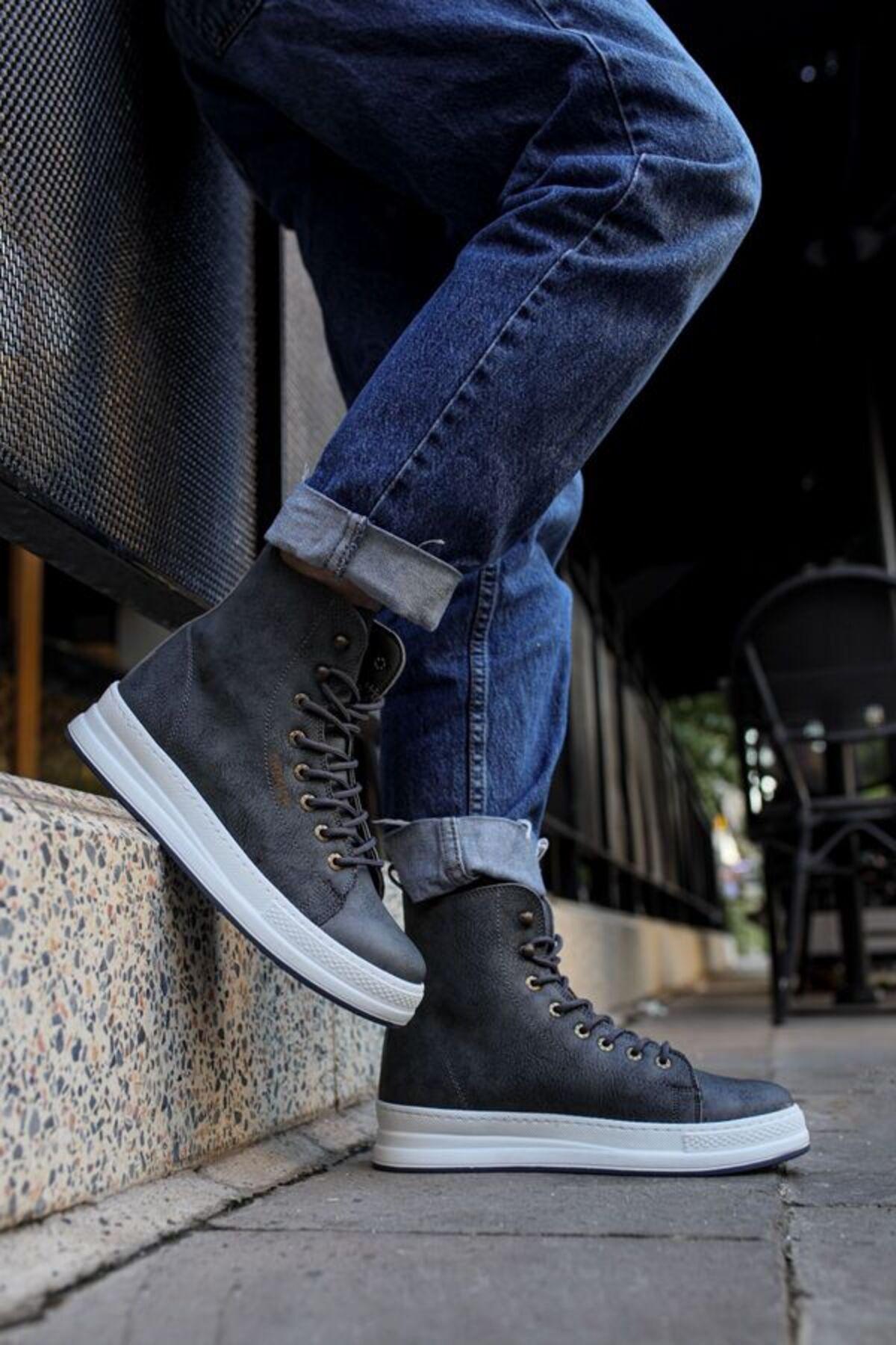 

Men s Fashion Wedge Heeled Bootie Boots Anthracite Shoes 40