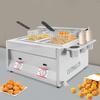 6L Gas Deep Fryer with Basket and Lid Stainless Steel Commercial Dual Tank Deep Fryer 50-380°C Used To Fry French Fries, Chicken
