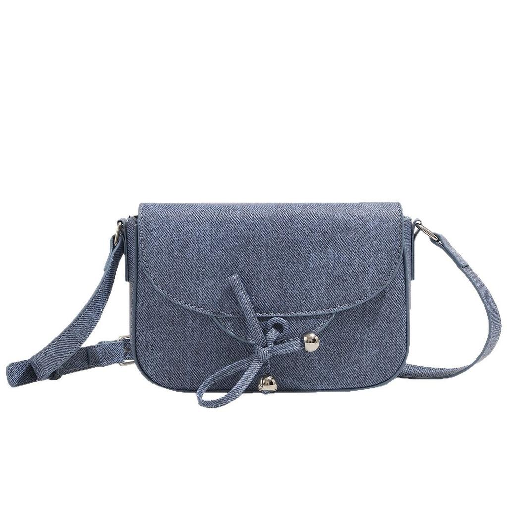 Women's Bag Niche Design Bowknot New Denim Small Square Bag Single Shoulder Fashion Trend Crossbody Bag
