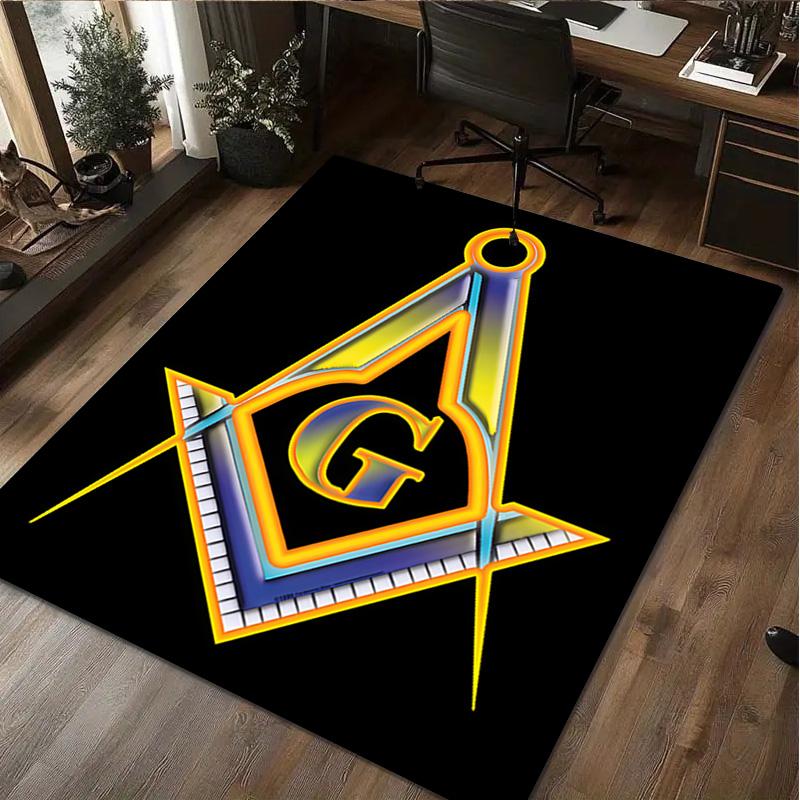 1 Tapis Imprimé Franc-Maçon - Tapis de Décoration Intérieure Pour Salon Chambre Sol Zone de Chaise d'Ordinateur Tapis