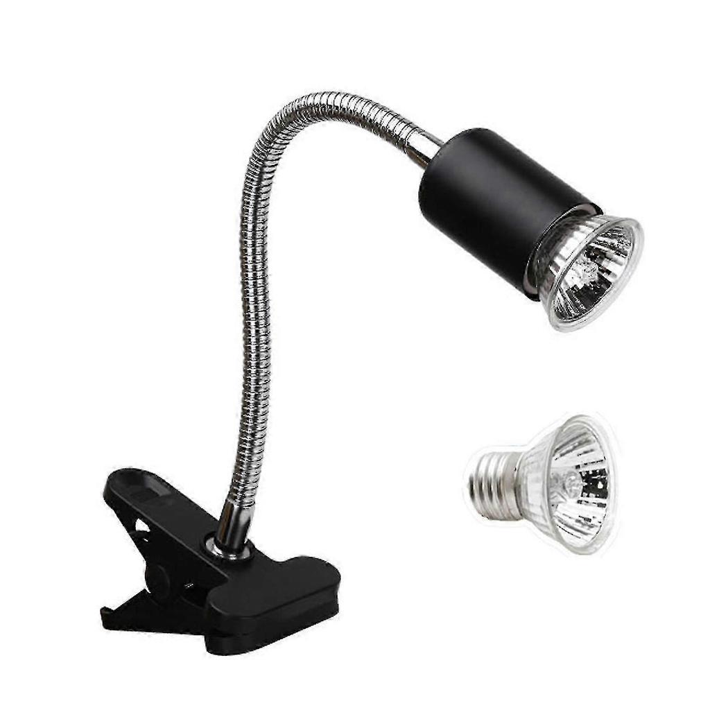 75w Reptile Heat Lamp Tortoise Heat Lamp Basking Lamp Heater Adjustable With Clip For Reptiles Lizard Turtle Aquarium Bulb Included Black Black Eu 75w