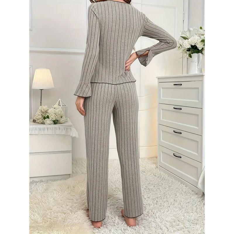 Casual Women 2 Set Suit Ladies Tops Pants Homewear Two-piece Suit Pajamas