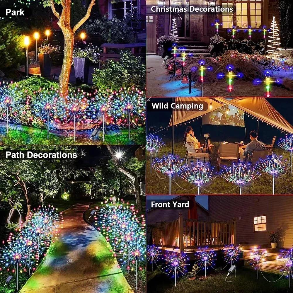 Solar Feuerwerk Licht 90/150 LED Wasserdicht Garten 8 Modi Lichterkette Weihnachten Solarlicht Für Außen Feiertagsdekoration