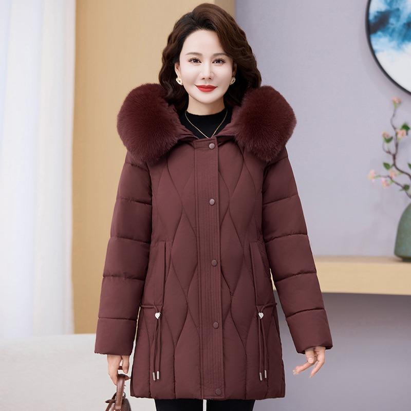

Women s down cotton-padded clothes Women s medium and long casual temperament cotton-padded jacket Cold-proof thickened warm cotton-padded jacket 4XL recommends 180-100kg
