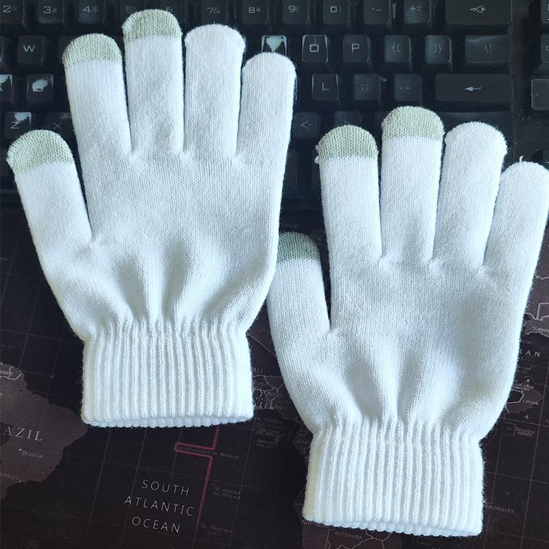 Winter Knitted Gloves Men's and Women's Korean Version of Warm, Piled and Thickened Full-finger Wool Touch-screen Mixed-color Gloves