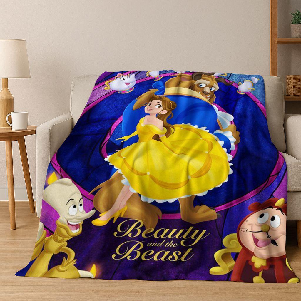 3D-Flanelldecke mit dem Motiv „Die Schöne und das Biest“ – warm, kuschelig und perfekt für Zuhause, Schlafzimmer, Bett oder Sofa. Ideal als Geschenk für Kinder.