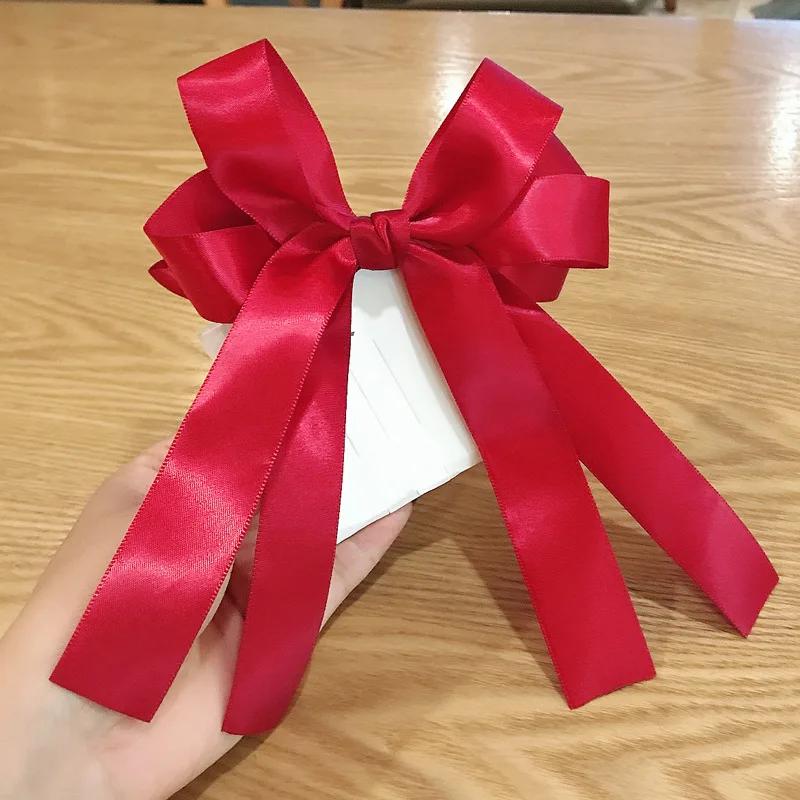 Fashion Korean BowKnot Hair Ties Scrunchies Women Girls Elastic Hair Bands Band Long Ribbon Bow Ponytail Accessories