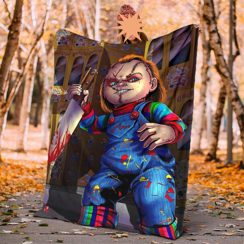 Chucky Flannel Blanket Soft Warm All-Season Throw, Design for Camping, Car Travel, Hiking Sofa, Bed, Office Perfect Gift for Parties