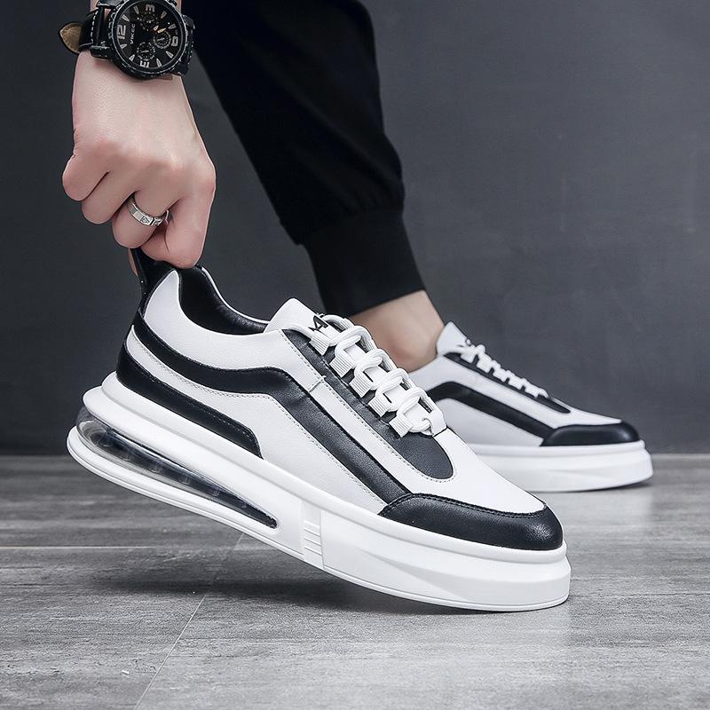 Sale Herrenschuhe mit dicker Sohle, Luftpolster, weiße Schuhe, Herren, schlichte Sport- und Freizeit-Board-Schuhe, trendige, vielseitige Schuhe für den Frühling