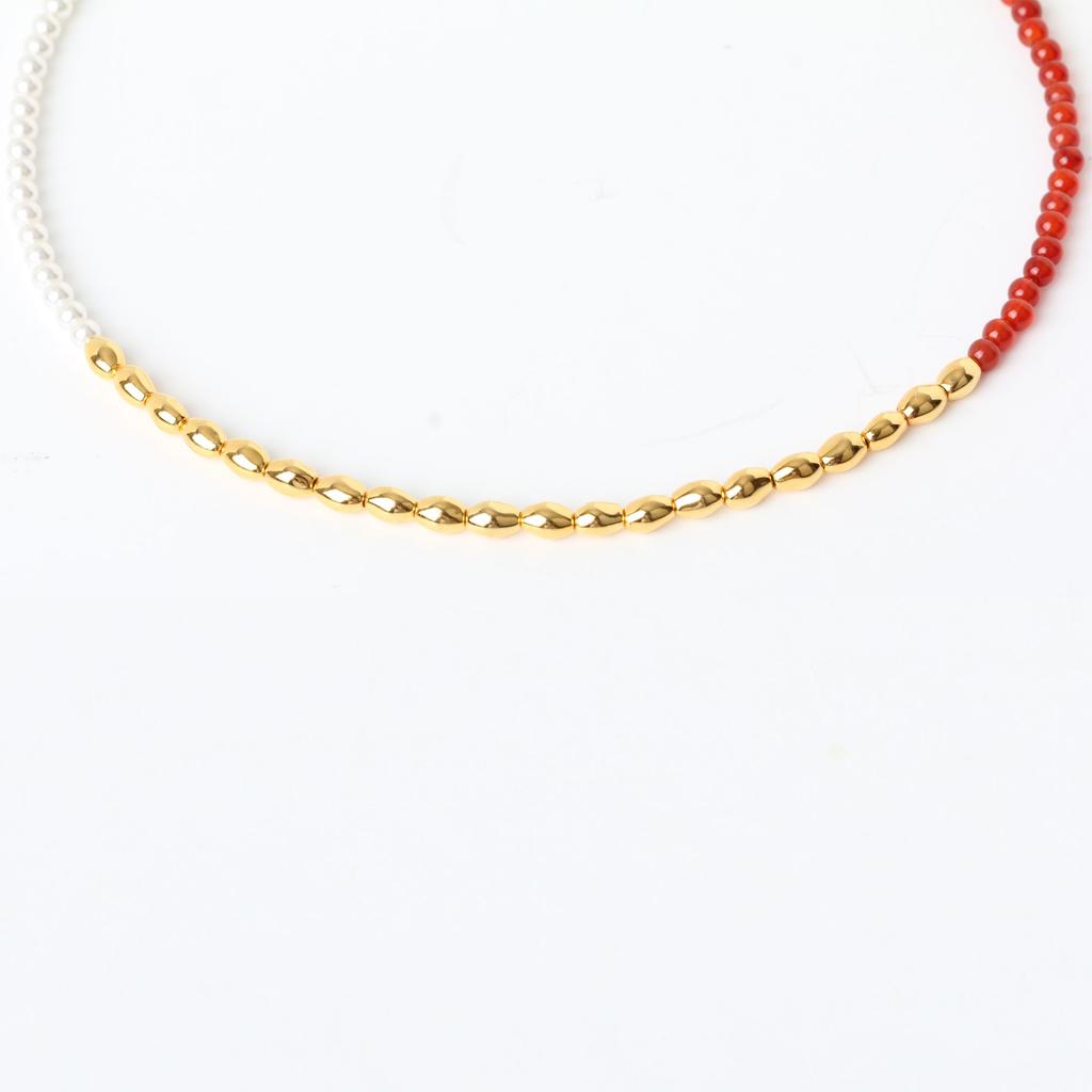 Mezmic Triple Bead Pearl Necklace