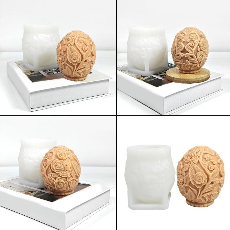 3D Flower Eggs Silicone Candle Molds for Epoxy Resin Handmade Candle Soap Floral Fondant Molds Chocolate Silicone Molds